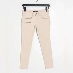 NEW Zara skinny ecru colour pants. Low waisted with zippers size 4, 36